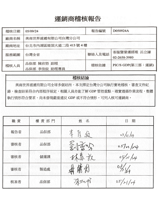 運銷商稽核報告